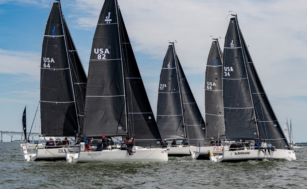 J/88s sailing race in San Francisco, CA