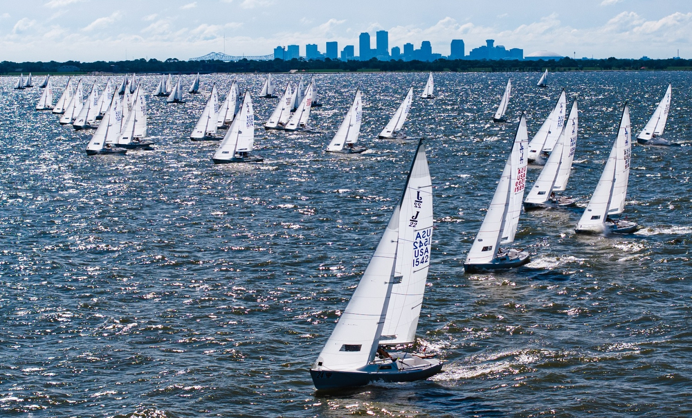 J/22s sailing World Championship in New Orleans, LA on Lake Pontchartrain