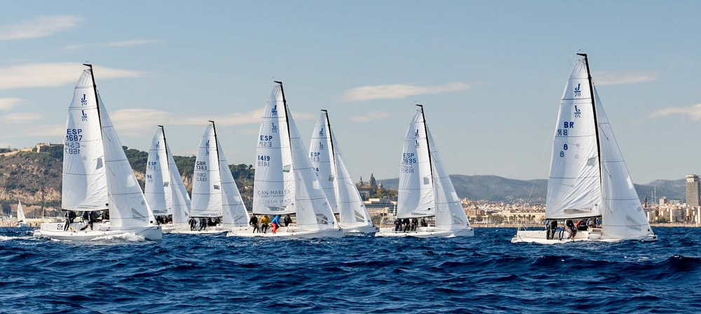 J/70s sailing Barcelona Winter Series off Barcelona, Spain