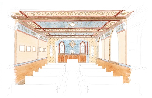 Watercolor for chapel dedicated to Padre Pio