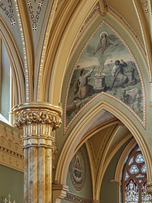 Detail of restored scagliola column