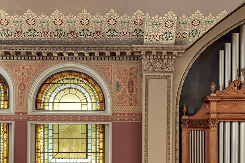Completed frieze, cornice, and ceiling decoration