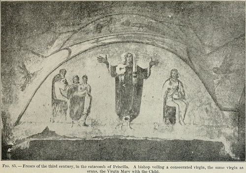 Fresco at the Catacomb of Priscilla from the 3rd Century AD