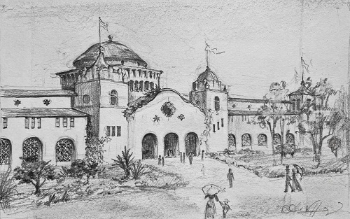 Sketch of the California Building from 1893
