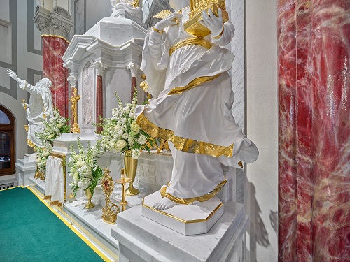 Altar and St. Cecelia Statue Detail