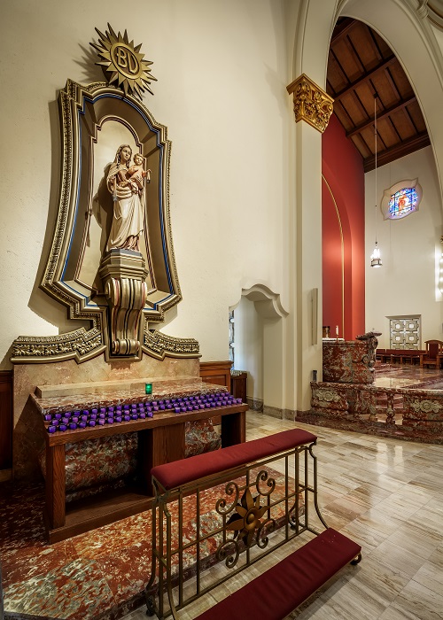Cleaned and renovated Marian side altar