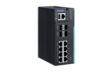 Industrieller Layer 3 PoE Switch mit 8x RJ45 PoE und 4x SFP+ Ports